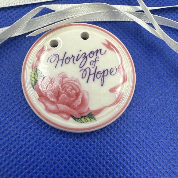Longaberger 2000 Horizon of Hope Basket Tie On Breast Cancer Awareness Pink Rose - Picture 2 of 8